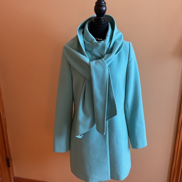 Jessica Light Aqua Stand Up Collar Jacket with Scarf Size 6 - Picture 4 of 16